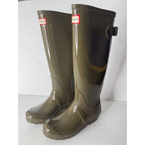 NEW Hunter Original Back Adjustable Gloss Rain Boots Swamp Green EU 36 US 5 UK 3 - Picture 5 of 7